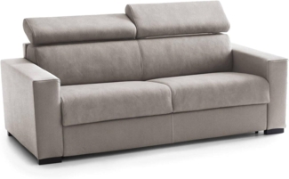 Talamo Italia Schlafsofa Sonia 2Sitzen Large,Wohnzimmersofa,Made in Italy,Drehbare Öffnung mit Matratze undNetz inklusive,mit verstellbaren Kopfstützenund schmalen Armlehnen,cm:180x95h85,Taubengrau