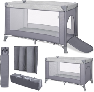 Lorelli Reisebett Torino Laufstall seitlicher Eingang, Tragetasche, Faltmatratze silber