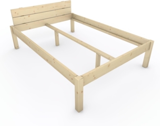 Pfostenbett "metallarm" Fichte Holzbett "Daybett" 140 x 200cm 48cm Doppelbett