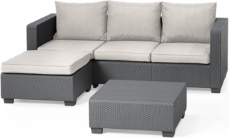 Allibert Salta Gartenlounge: 3-Sitzer, Hocker, Tisch | Inkl. sand Kissen | Rattanoptik | Wetterfest
