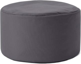 Lumaland Indoor Outdoor Sitzhocker 25 x 45 cm - Runder Sitzpouf, Sitzsack Bodenkissen, Sitzkissen, Bean Bag Pouf - Wasserabweisend - Pflegeleicht - ideal für Kinder und Erwachsene - Anthrazit