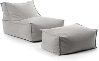 mokebo Sitzsack Der Sundowner (mit Hocker), Bean Bag Outdoor für Kinder & Erwachsene, Gartenliege in Grau