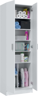 Mehrzweck-Kleiderschrank mit zwei Türen mit sechs Einlegeböden, Farbe Weiß, Maße 59 x 180 x 37 cm