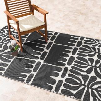 Fab Hab Outdoorteppich Serowe Black aus recyceltem Plastik schwarz wetterfest verschiedene Größen 180x270 cm