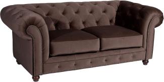 Orleans Sofa 2-Sitzer Samtvelours Dunkelbraun Buche Nussbaumfarben