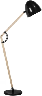 'Hetton' Stehlampe mit Marmorfuß, Arm und Schirm verstellbar, Metall schwarz,175 cm