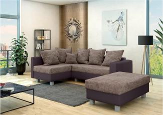 Stylefy Priamo Ecksofa Strukturstoff BERLIN Kunstleder MADRYT Hellbraun Dunkelbraun Links