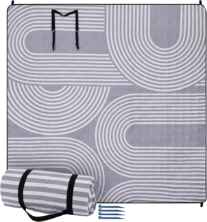 JEMIDI Outdoorteppich Picknickdecke 200x200 - Picknickdecke groß - Stranddecke XXL - Grau, Höhe: 130,00 mm