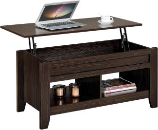 Yaheetech Couchtisch Höhenverstellbar Kaffeetisch Wohnzimmertisch mit Ablagefach und Hebeplatte Holz Sofatisch Beistelltisch für Wohnzimmer, Espresso