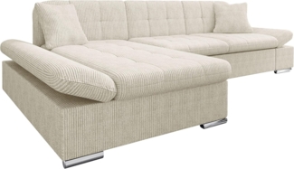 'Malwi' Ecksofa Cord, Beige, 76 x 161 x 278 cm, Links