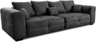 Cavadore Big Sofa Mavericco / XXL Couch im modernen Design / Inklusive Rückenkissen und Zierkissen / 287 x 69 x 108 cm (BxHxT) / Mikrofaser Schwarz