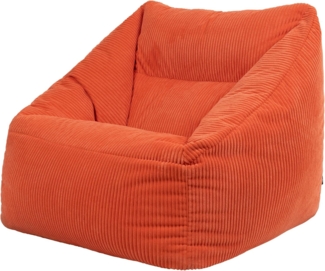 Icon Natalia Sitzsack Sessel für Erwachsene, Orange, Flauschiger Cord Stoff, Riesen Sitzsack Cord mit Füllung, Bean Bag Chair, Bequemer Sessel Wohnzimmer, Lounge, Schlafzimmer, Büro