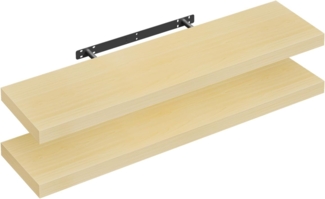 WOLTU Wandregal 2er Wandboard Bücherregal Regale für Deko Wandablagen aus MDF Holz,Hängeregal Gelb Eiche, 90 x 22.9 x 3.8 cm RG9370kei-2