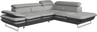 Mivano Ecksofa Prestige / Bettsofa in L-Form mit Ottomane und Schlaffunktion / Kopfteile und Armteil verstellbar / 265 x 74 x 223 / Zweifarbiger Strukturstoff, grau/anthrazit