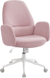 Songmics HOME Drehstuhl, Bürostuhl, Schreibtischstuhl, höhenverstellbar, modern, Rückenlehne, Armlehnen, breiter Sitz, Baumwoll-Leinen-Mischgewebe, pastellrosa OBGDE045R01