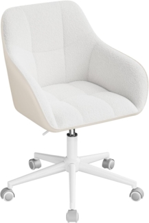 WOLTU Homeoffice Stuhl, Schreibtischstuhl, Drehstuhl, Schminkstuhl, höhenverstellbar, 150 kg belastbar, mit Bouclé-Sitz, Creme+Beige, BS175grcm