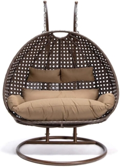 HOME DELUXE Polyrattan Hängesessel TWIN - Braun für 2 Personen
