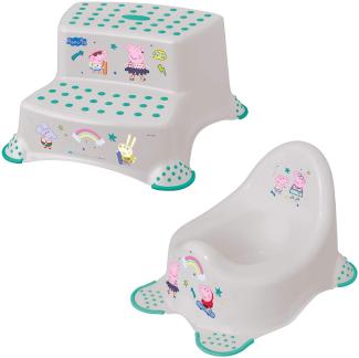 Keeeper 2-teiliges Badeset Schemel zweistufig und Baby Töpfchen Peppa Soft Grey