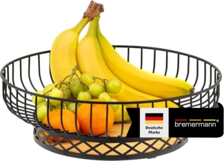 bremermann Obstschale Obstkorb, Obstschale rund, Ø ca. 33,5 cm, schwarz matt, Bambusboden