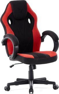 SENSE7 Gaming Stuhl Prism, ergonomischer Gaming Sessel, Gaming Chair mit Wippfunktion, Gepolsterte Armlehnen, Stoff Bürostuhl bis 120kg, PC Stuhl Schwarz-Rot