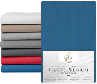 Premium Boxspring Bettlaken Frotte 180x200 Blau