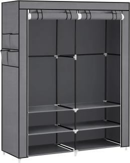 Songmics Stoffschrank, Kleiderschrank, 45 x 127 x 176 cm, 2 Hängefächer, mit Ablagen, 4 Seitentaschen, viel Platz, für Schlafzimmer, Wohnzimmer, grau RYG008G02