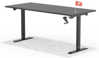 manuell höhenverstellbarer Schreibtisch EASY 180 x 80 cm - Gestell Schwarz, Platte Anthrazit