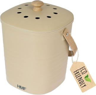 HMF Biomülleimer 3780-3L Geruchsdichter Komposteimer mit Aktivkohlefilter, nachhaltiger kleiner Bio Mülleimer für die Küche mit Deckel, 3L, Beige