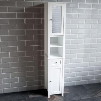 Bath Vida Priano Hochschrank mit Spiegel und 2 Türen, Bad, Badezimmer, Aufbewahren