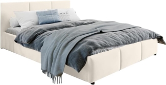 Home Collective Polsterbett Doppelbett 140x200 160x200 cm mit Lattenrost aus Metall, mit Stauraum mit Bettkasten mit Matratze 140x200 cm in beige samt