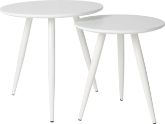 WHITE LABEL LIVING Beistelltisch Set Daven Rund Weiß (2er-Set)