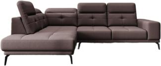 Designer Sofa Isabella mit verstellbarer Kopf- und Rückenlehne Stoff Dunkelbraun Links