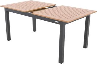 Doppler Ausziehtisch Expert Holzoptik Anthrazit 150/210x90 I Gartentisch ausziehbar I Gartenmöbel Aluminium I Terassenmöbel außen I Outdoortisch für Terrasse & Balkon I Wetterfest & robust