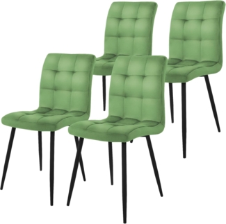 ML-DESIGN Stuhl Esszimmerstuhl mit Rückenlehne Polsterstuhl mit Metallbeine (4 St), Ergonomischer Stuhl Salbei Samtbezug Wohnzimmerstuhl Küchenstuhl