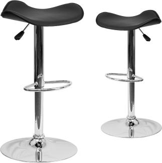 Flash Furniture Höhenverstellbarer Barhocker, Vinyl, Kunststoff, Metall, Sperrholz, Chrom, Schaumstoff, Schwarz, 2er-Pack