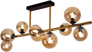 LED Deckenleuchte, Kugeln, Glas amber, messing, L 87 cm