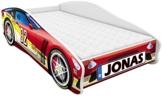 Kinderbett Autobett Auto Junior mit Lattenrost und Matratze 140x70 160x80 180x80 ACMA (160x80, 4 + Name)