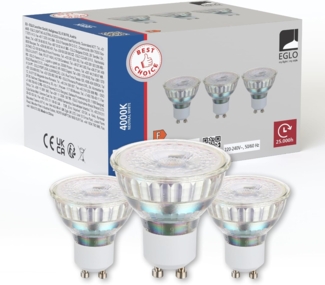 Eglo 113115 Leuchtmittel LED GU10 3X4,5W 4000K L:5. 2cm Ø5cm Glas klar
