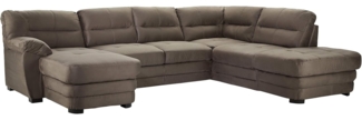 Mivano Wohnlandschaft Royale, Zeitloses Bettsofa in U-Form mit Schlaffunktion, kleinem Bettkasten und hohen Rückenlehnen, 316 x 90 x 230, Mikrofaser, dunkelgrau