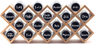 Hanseküche Gewürzregal Gewürzregal aus Holz – FSC®-zertifiziert, Komplettset inkl. Gläser und Streuaufsatz 1-tlg, Komplettset aus nachhaltigem und zertifiziertem Bambusholz