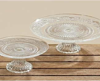 BOLTZE GRUPPE GmbH Tortenplatte Tortenplatte Servierplatte Relief D18cm Glas klar, Glas
