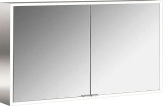 Emco asis prime Lichtspiegelschrank, Aufputzmodell, 2 Türen, mit Lichtpaket, 1200mm, Ausführung: Gehäuse Aluminium - Rückwand weiß - 949706184