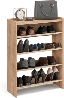 KOMTO Schuhregal Elexis 4 Schmal - Schuhablage Flur mit 4 Ebenen Offener Schuhschrank, Schuhschrank Schuh Organizer Platzsparend, 60 x 25 x 80 cm