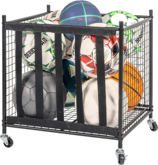 eluno Basketballständer Sportball-Aufbewahrungswagen, stapelbarer Ballwagen