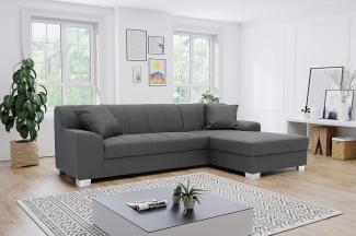 DOMO. collection Capri Ecksofa | Eckcouch in L-Form mit Schlaffunktion, Polsterecke Schlafsofa, dunkelgrau, 239x152x75 cm