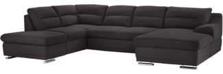 Mivano Wohnlandschaft Coast / Große Schlafcouch in U-Form / Mit Bettfunktion und Stauraum / Ottomane links und Recamiere rechts / 334 x 88 x 217 / Mikrofaser: anthracite