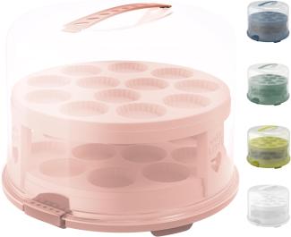 Rotho Tortenglocke Fresh XL inkl. zwei Einsätzen pink, Muffin, Cupcake