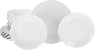CreaTable, 20341, Serie Luna Weiss, 18-teiliges Geschirrset, Teller Set aus Porzellan, spülmaschinen- und mikrowellengeeignet, Qualitätsproduktion