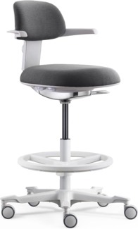 hjh OFFICE Ergonomischer Arbeitsstuhl TOP Work 40 W – Stuhl mit höhenverstellbarer Rückenlehne, Verstellbarer Sitzneigung & Sitztiefe, höhenverstellbarer Fußring, Grau/Weiß