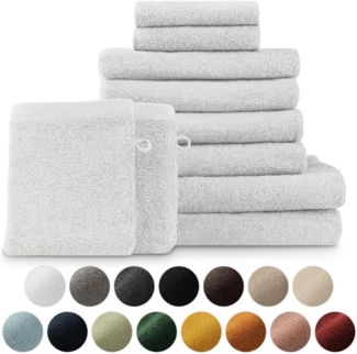 Blumtal Handtuch Set Blumtal 10 Teilig - Handtücher Set 100% Baumwolle, weich und saugstark, Frottee (10er Set), 2 Bade-, 4 Hand-, 2 Gästetücher + 2 Waschlappen